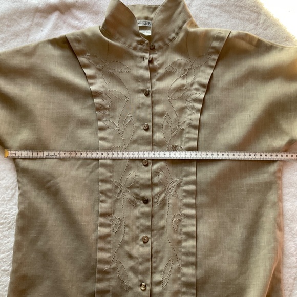 Brown Short sleeved linen Susan Van Heusen blouse - Picture 9 of 9